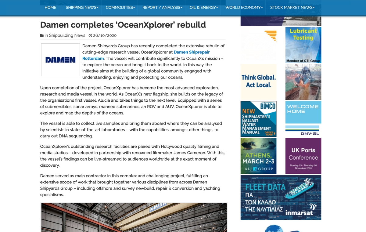 News image for Damen completes OceanXplorer rebuild